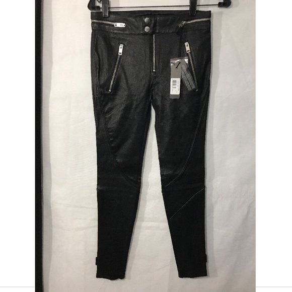 NWT $998 Diesel 'L-Elide' Leather Pants w/ Zipper-Detail in‎ Black [SZ 26 ] - Picture 3 of 13